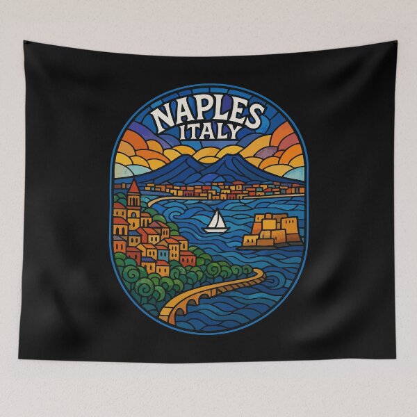 Item preview, Naples Italy Retro Stained Glass Travel designed and sold by TomFrontierArt.