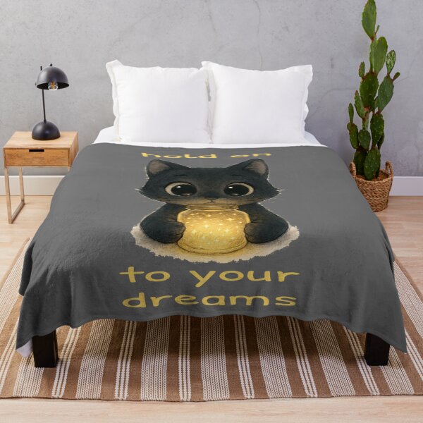 Aperçu de l'œuvre Accroche-toi à tes rêves, chat en bocal lumineux créée et vendue par BigBlueArt.