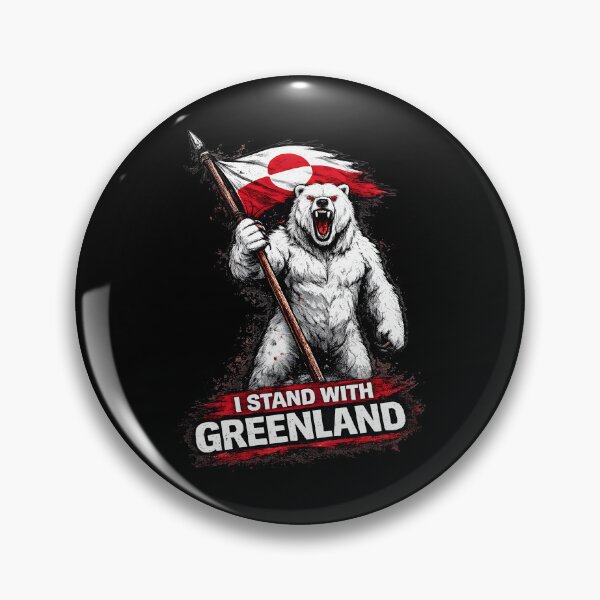 Item preview, I STAND WITH GREENLAND - POLAR BEAR HOLDING GREENLAND FLAG - SUPPORT GREENLAND PROTEST designed and sold by ProgressiveMob.