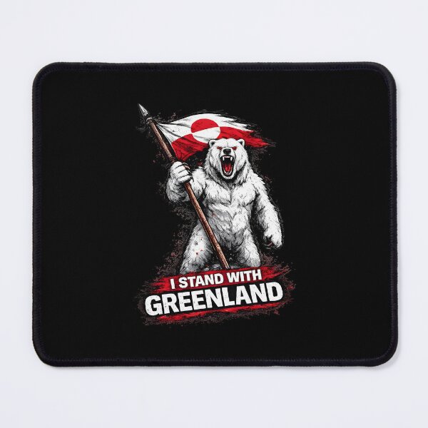 Item preview, I STAND WITH GREENLAND - POLAR BEAR HOLDING GREENLAND FLAG - SUPPORT GREENLAND PROTEST designed and sold by ProgressiveMob.