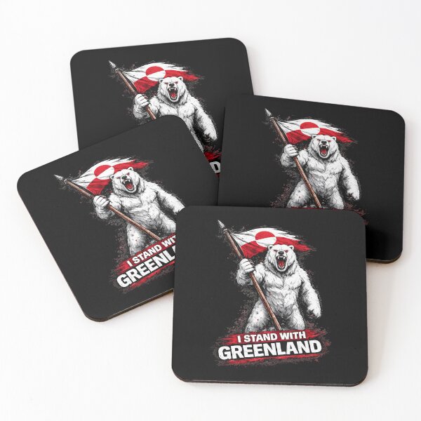 Item preview, I STAND WITH GREENLAND - POLAR BEAR HOLDING GREENLAND FLAG - SUPPORT GREENLAND PROTEST designed and sold by ProgressiveMob.