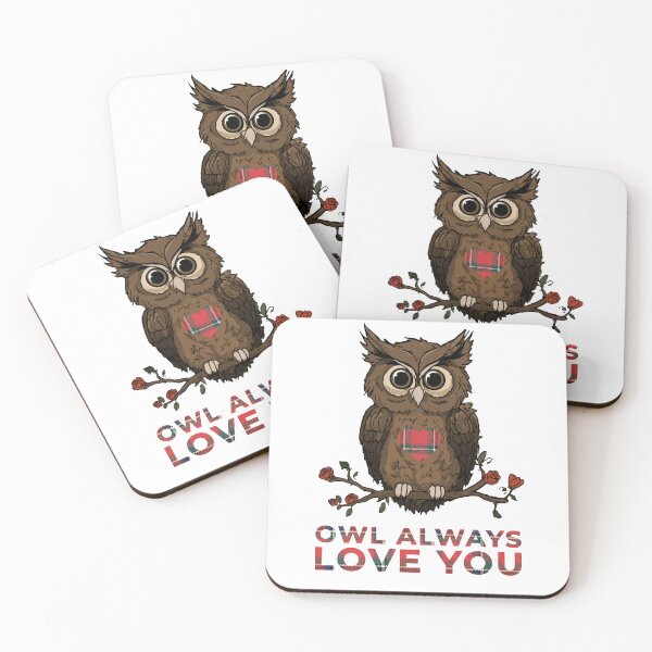 Item preview, Scottish Owl Always Love You Tartan Heart Folk Art Illustration designed and sold by Loom on the Loch.