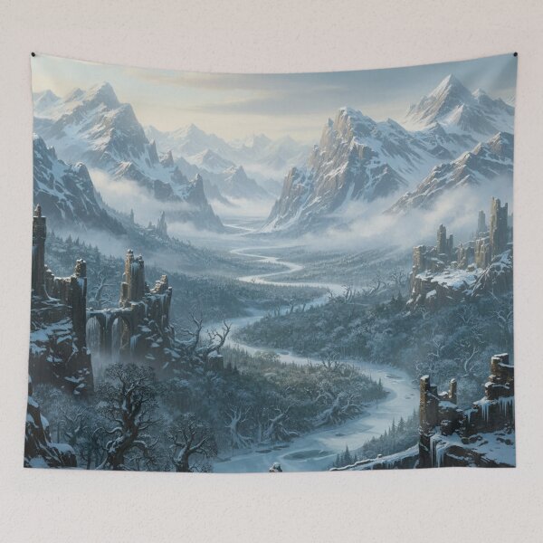 Item preview, Snowy mountain valley with ancient ruins designed and sold by daniiy.
