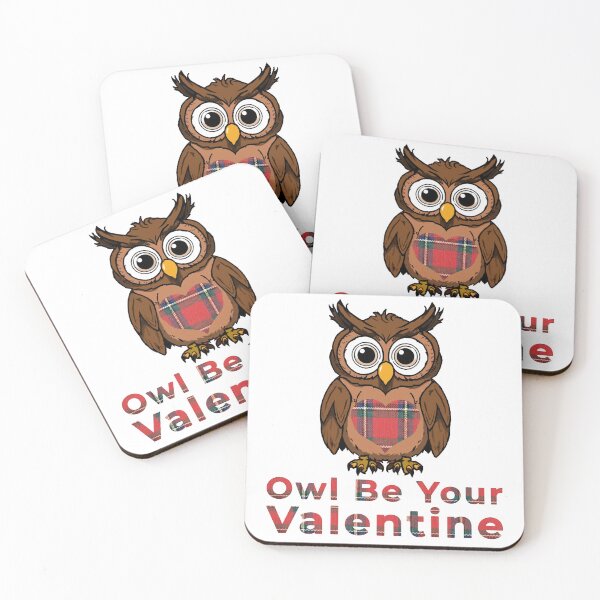 Item preview, Owl Be Your Valentine Scottish Tartan Heart Cartoon Illustration designed and sold by Loom on the Loch.