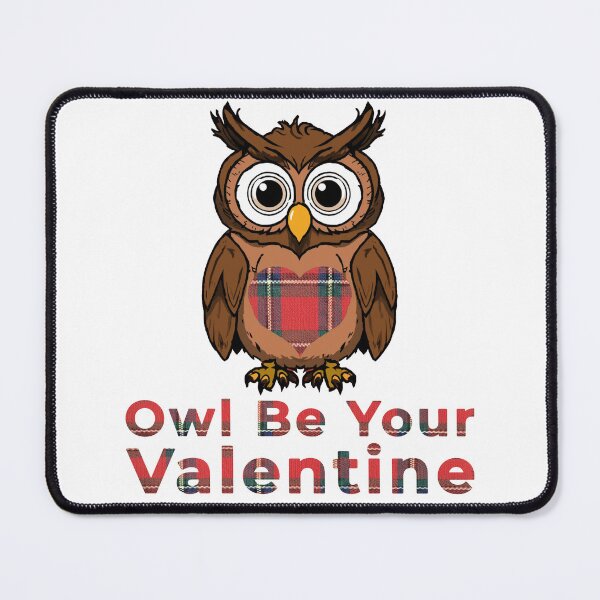 Item preview, Owl Be Your Valentine Scottish Tartan Heart Cartoon Illustration designed and sold by Loom on the Loch.