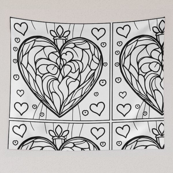 Item preview, Heart Line Art – Black and White Abstract Heart Design designed and sold by Kookyclan.