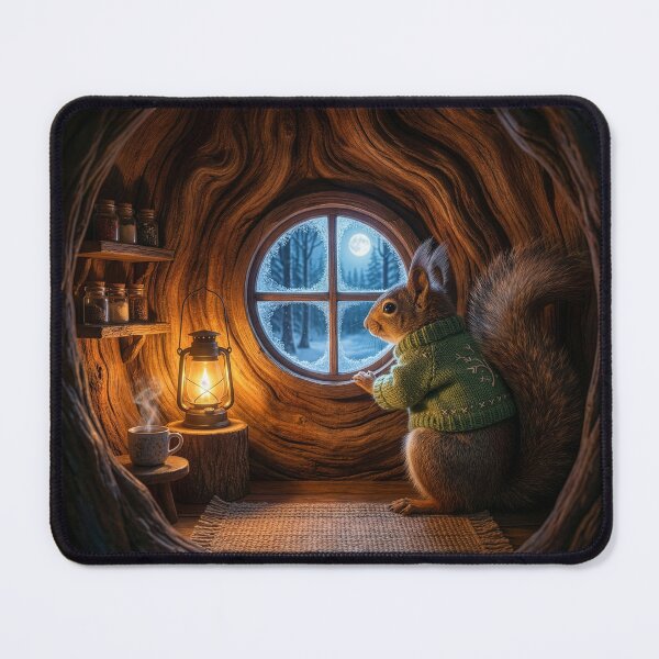 Item preview, Red Squirrel Inside His Cozy Winter Home designed and sold by Tridentulus.