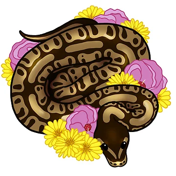 Artwork thumbnail, Ball Python_Native Flowers by elfpress