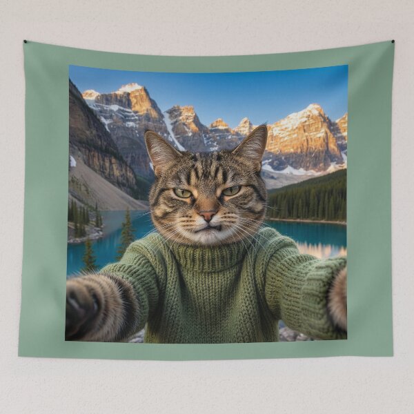 Item preview, Cat in the Rockies Takes a Selfie designed and sold by Tridentulus.
