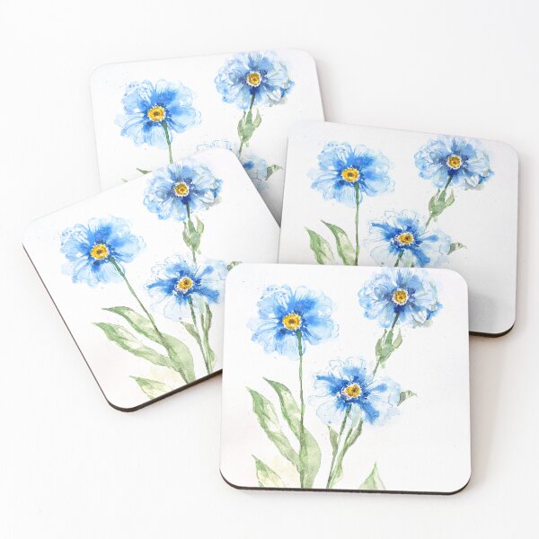Item preview, Blue Watercolor Flowers designed and sold by Kara Draws.