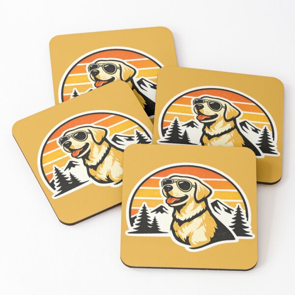 Item preview, Cool Retriever Dad – Sunglasses Mountain Sunset Badge designed and sold by PawPrintCustom.