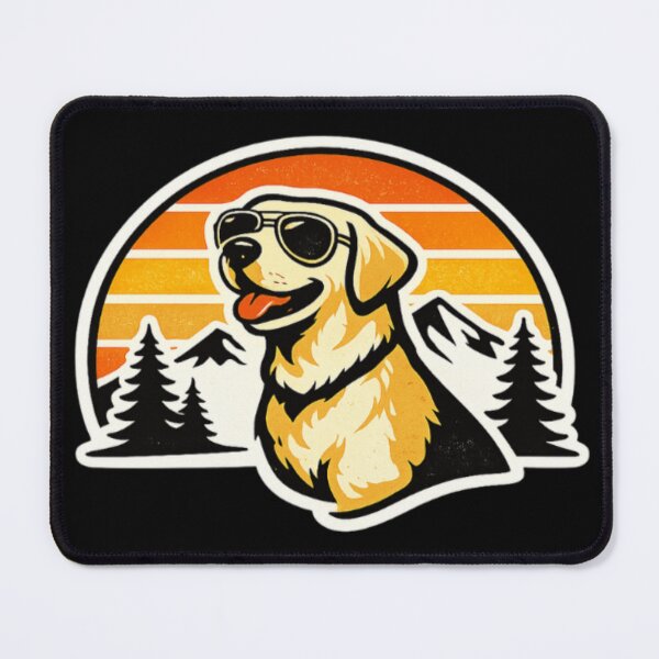 Item preview, Cool Retriever Dad – Sunglasses Mountain Sunset Badge designed and sold by PawPrintCustom.