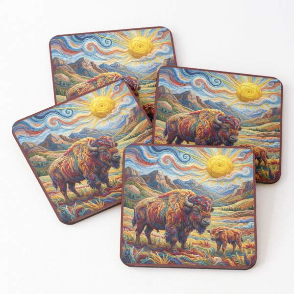 Item preview, Yarn Bison and Calf in Yellowstone Park designed and sold by Tridentulus.