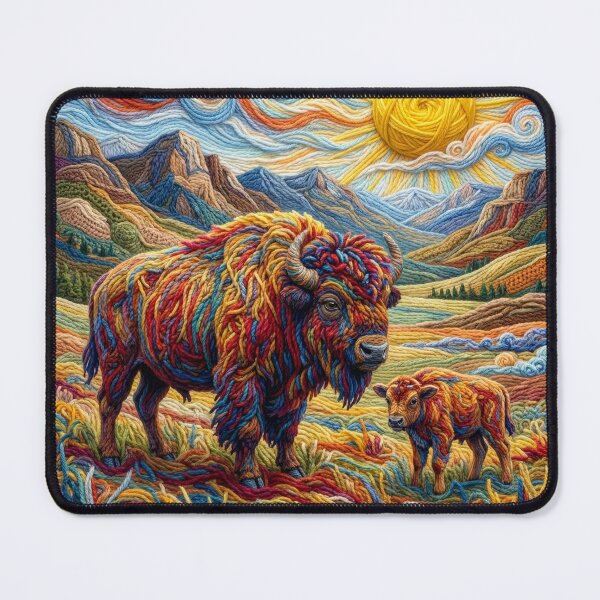 Item preview, Yarn Bison and Calf in Yellowstone Park designed and sold by Tridentulus.