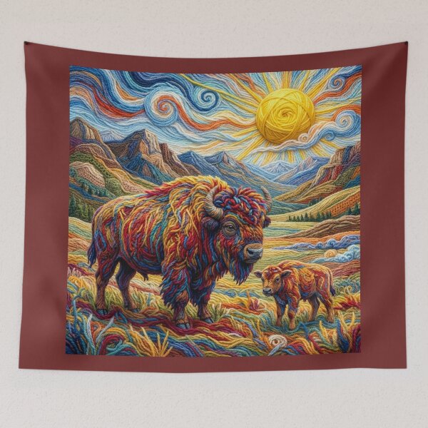 Item preview, Yarn Bison and Calf in Yellowstone Park designed and sold by Tridentulus.