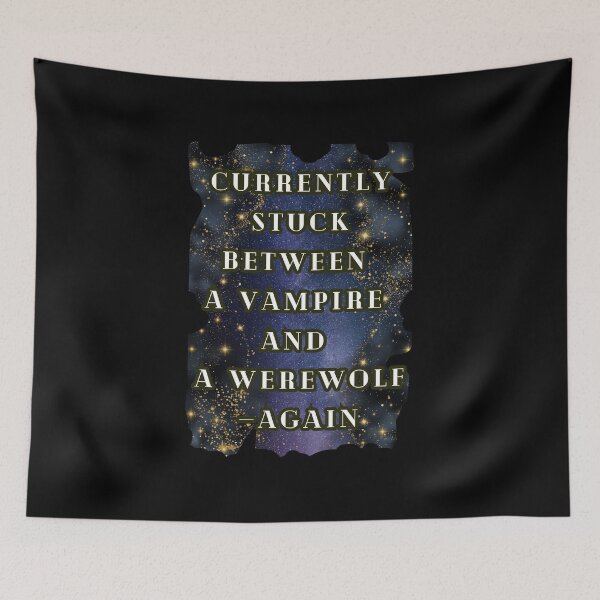 Item preview, Currently Stuck Between A Vampire And A Werewolf Again T-Shirt, Dark Romance Book Lover  designed and sold by DarkRomanceMom.