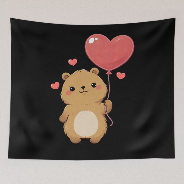 Item preview, Cute Capybara Valentine Heart Balloon designed and sold by FreshVibe Prints.