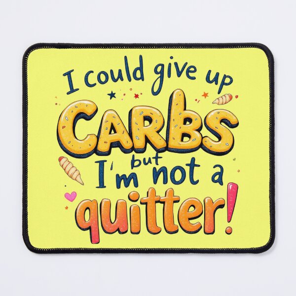 Item preview, Funny I Could Give Up Carbs But Not A Quitter Food Humor designed and sold by SholoStudio.