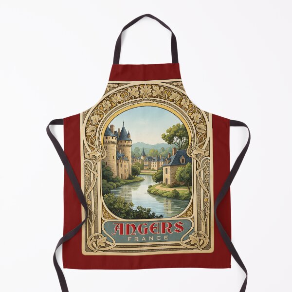 Item preview, Angers France Château Mosaic - Art Nouveau Stone Frame Travel Poster designed and sold by FrancophileFun.