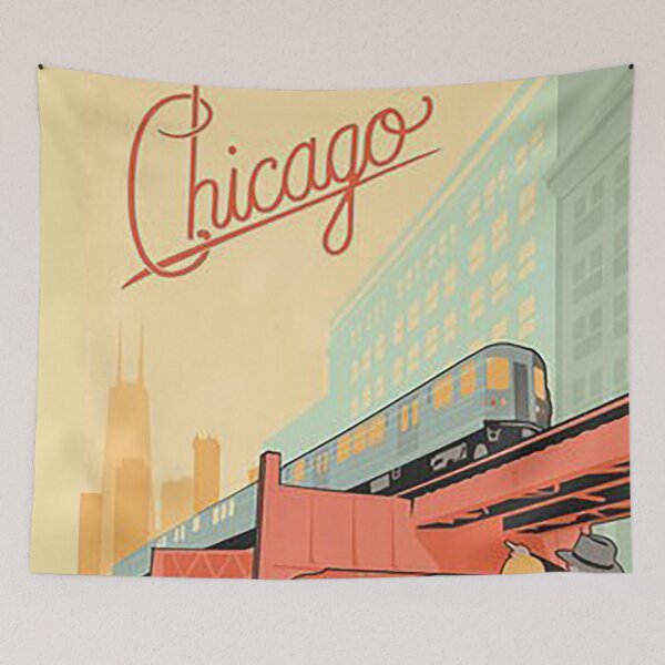 Item preview, vintage Chicago poster, Chicago The L poster, The L Train, Art deco Chicago poster, Elevated Train designed and sold by Nostrathomas66.