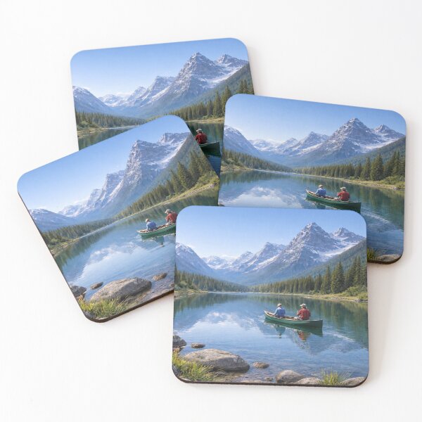Item preview, Calming Mountain Lake With Fishermen Canoe designed and sold by Myra365Art.