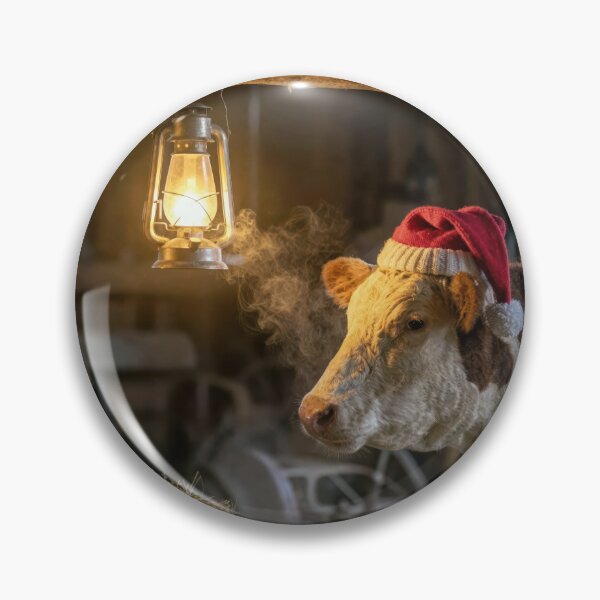 Item preview, Cow Wearing a Santa Claus Hat in a Barn designed and sold by Maria Dryfhout.