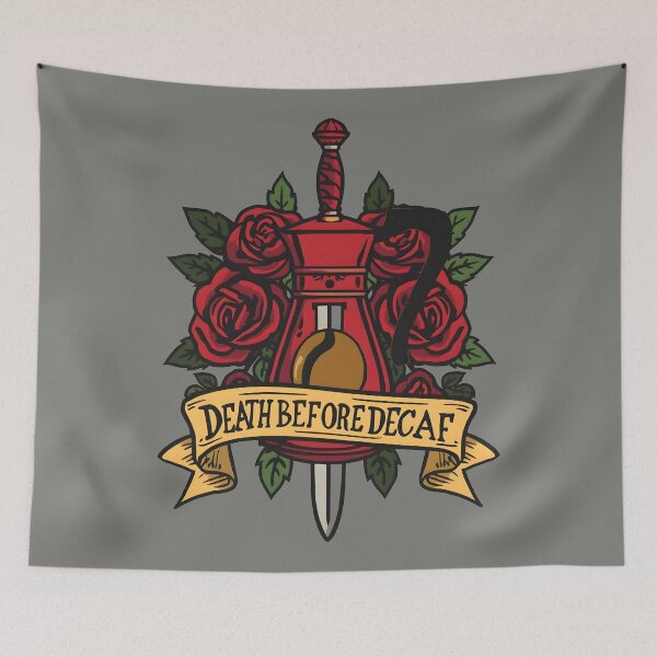 Item preview, Death Before Decaf designed and sold by Bal Drops.