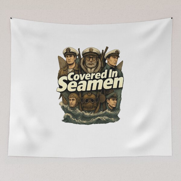 Item preview, Covered In Seamen Shirt Funny Maritime Parody Tee Navy Sailor Diver Fisherman Comic Graphic Weirdcore Ocean Humor T‑Shirt designed and sold by The Bizarre Archive.
