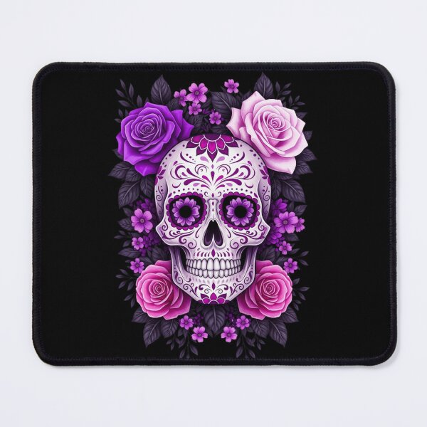 Item preview, Purple Floral Sugar Skull Rose Day of the Dead Gothic designed and sold by DigitalMomy.