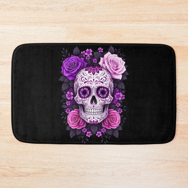 Item preview, Purple Floral Sugar Skull Rose Day of the Dead Gothic designed and sold by DigitalMomy.