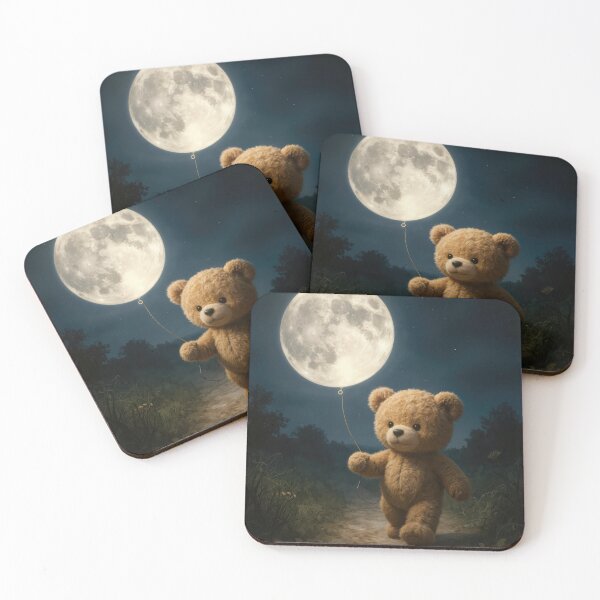 Item preview, Teddy Bear Walking With a Moon Balloon designed and sold by Maria Dryfhout.