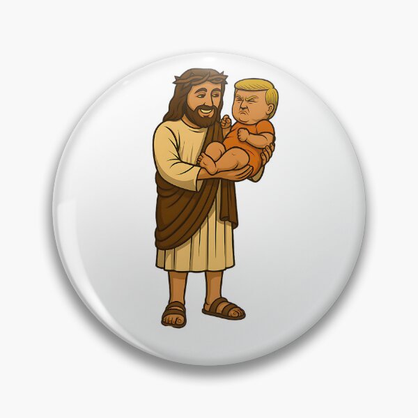 Item preview, Jesus Holding Baby Trump Shirt Surreal Political Parody Tee Weirdcore Absurd Humor Comic Style Satirical Mashup Graphic T‑Shirt designed and sold by The Bizarre Archive.