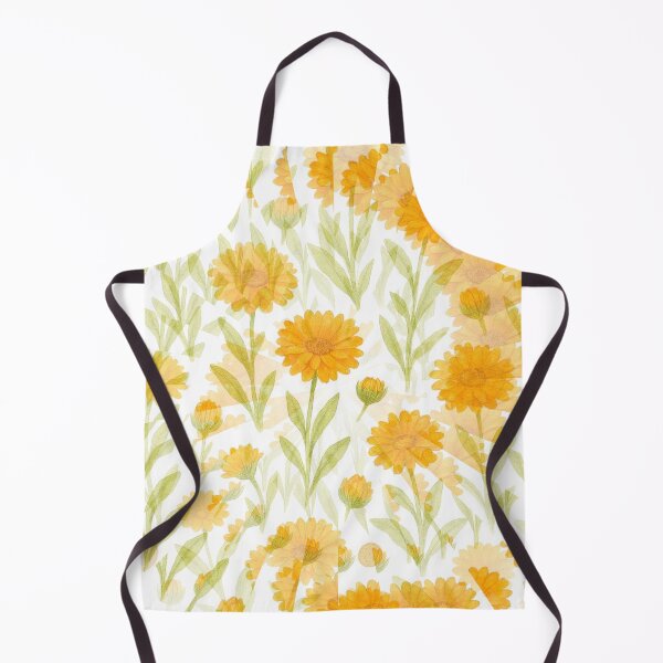 Item preview, Golden Calendula Blooms – Watercolor Garden Seamless Pattern designed and sold by LuxuryApparels.