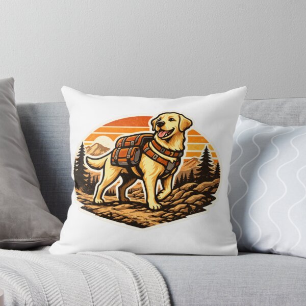 Item preview, Golden Labrador Hiker: Aventura retro realista con mochila designed and sold by PawPrintCustom.