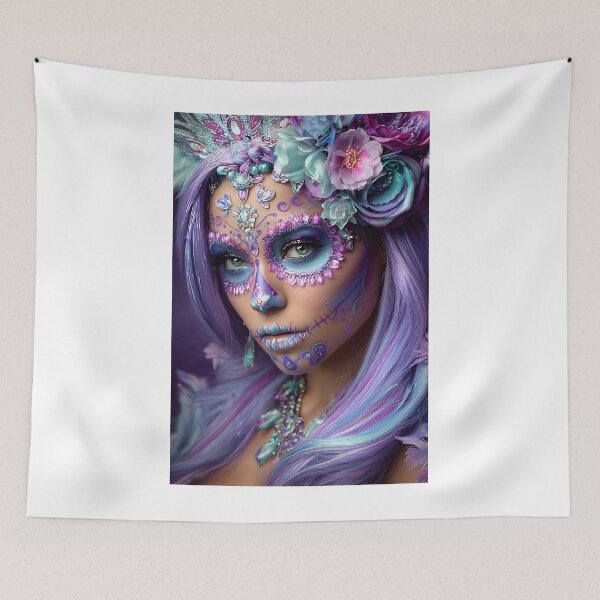 Item preview, Vibrant Day of the Dead Makeup with Floral Accents designed and sold by Artessie.