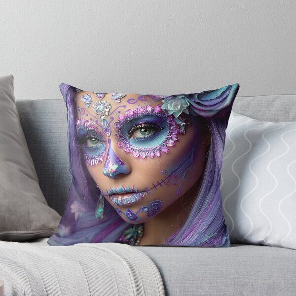 Item preview, Vibrant Day of the Dead Makeup with Floral Accents designed and sold by Artessie.