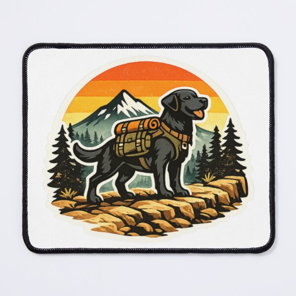 Item preview, Black Lab Hiking Badge – Retro Mountain Outdoor Dog designed and sold by PawPrintCustom.