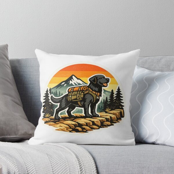 Item preview, Black Lab Hiking Badge – Retro Mountain Outdoor Dog designed and sold by PawPrintCustom.