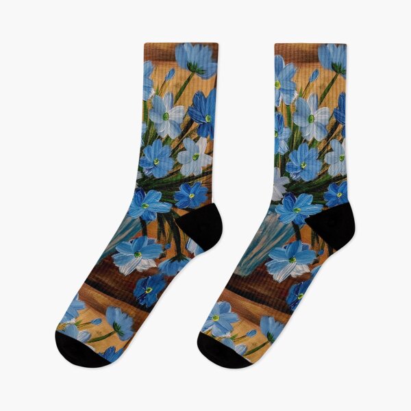 Artikelvorschau, Blaue und weiße Wildblumen auf goldbraunem Hintergrund entworfen und verkauft von kkartwork.