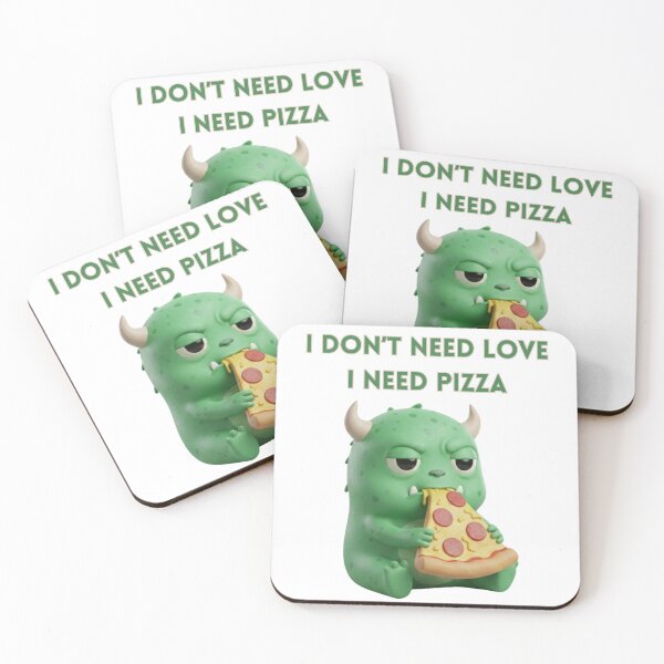 Item preview, Funny Green Monster Eating Pizza – I Don’t Need Love, I Need Pizza designed and sold by Anyshca.
