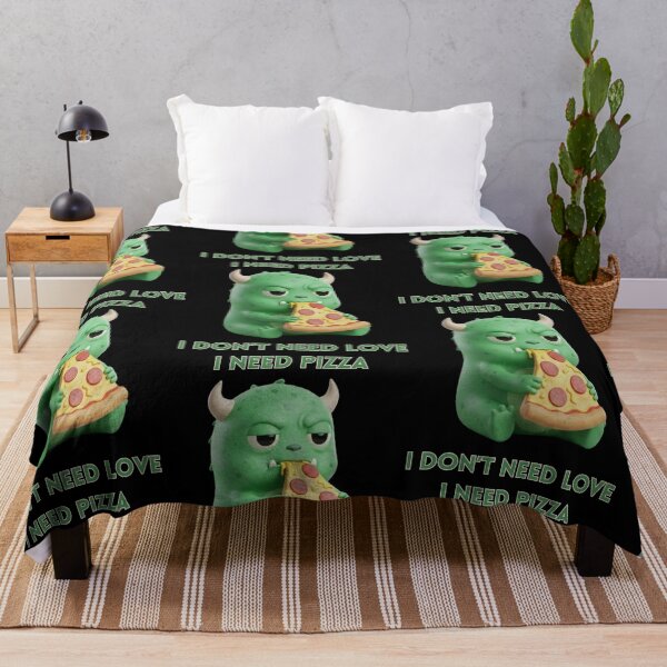 Item preview, Funny Green Monster Eating Pizza – I Don’t Need Love, I Need Pizza designed and sold by Anyshca.