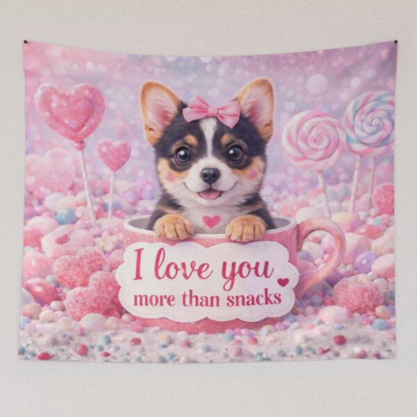 Item preview, Tricolor Corgi Puppy Loves Snacks designed and sold by GivingJoy.