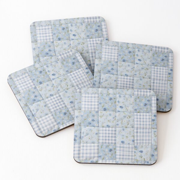 Item preview, Light Blue Floral and Gingham Patchwork Quilt Texture designed and sold by CharlieDesings.
