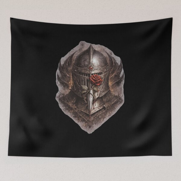 Item preview, Bloodstained Knight Helm with Red Rose – Dark Gothic Romance Medieval Art designed and sold by DarkRomanceMom.