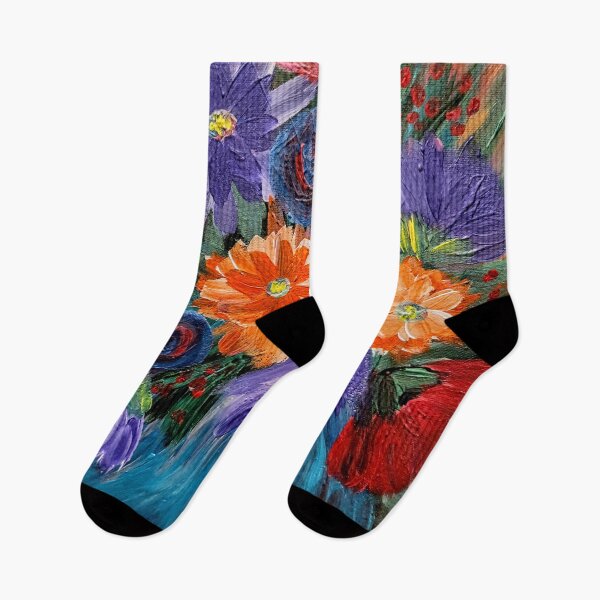 Item preview, Purple and Orange Mixed Floral Bouquet in Blue Vase designed and sold by kkartwork.