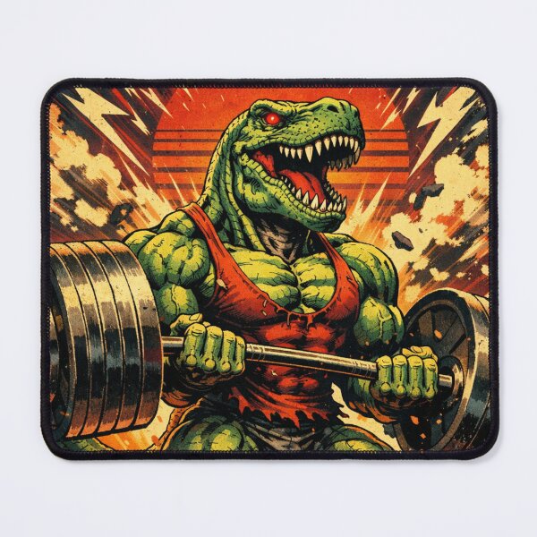 Item preview, Bodybuilder T-Rex in Retro Beast Mode designed and sold by JonelleTshirts.