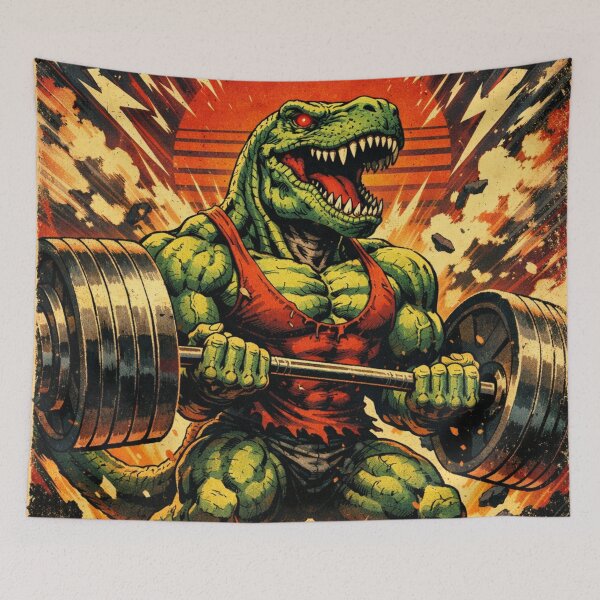 Item preview, Bodybuilder T-Rex in Retro Beast Mode designed and sold by JonelleTshirts.