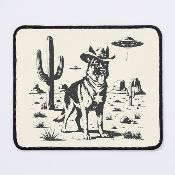 Item preview, German Shepherd UFO Vintage Western Cowboy Dog designed and sold by Y-Vibes.