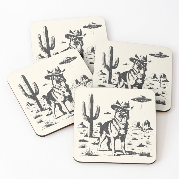 Item preview, German Shepherd UFO Vintage Western Cowboy Dog designed and sold by Y-Vibes.
