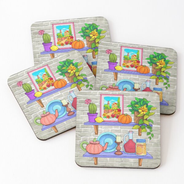 Item preview, Colorful Kitchen Shelves Still Life designed and sold by Anas Arts.